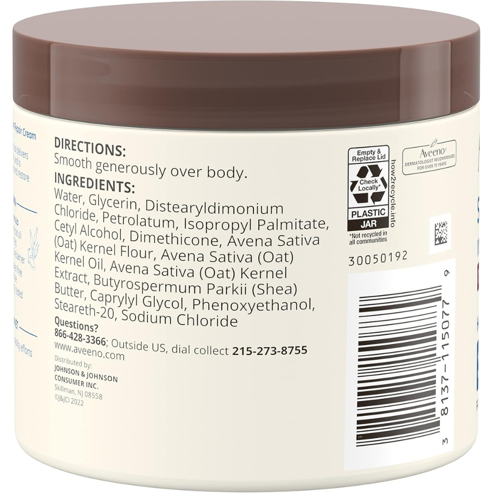 Aveeno skin relief moisture repair cream with water, Glycerin and more - for the entire body 11 Oz