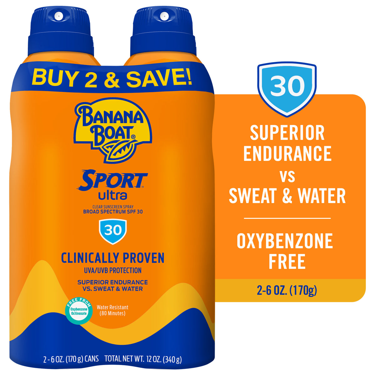 Banana Boat Sport clear Sunscreen Spray – SPF 30 | 6 Oz
