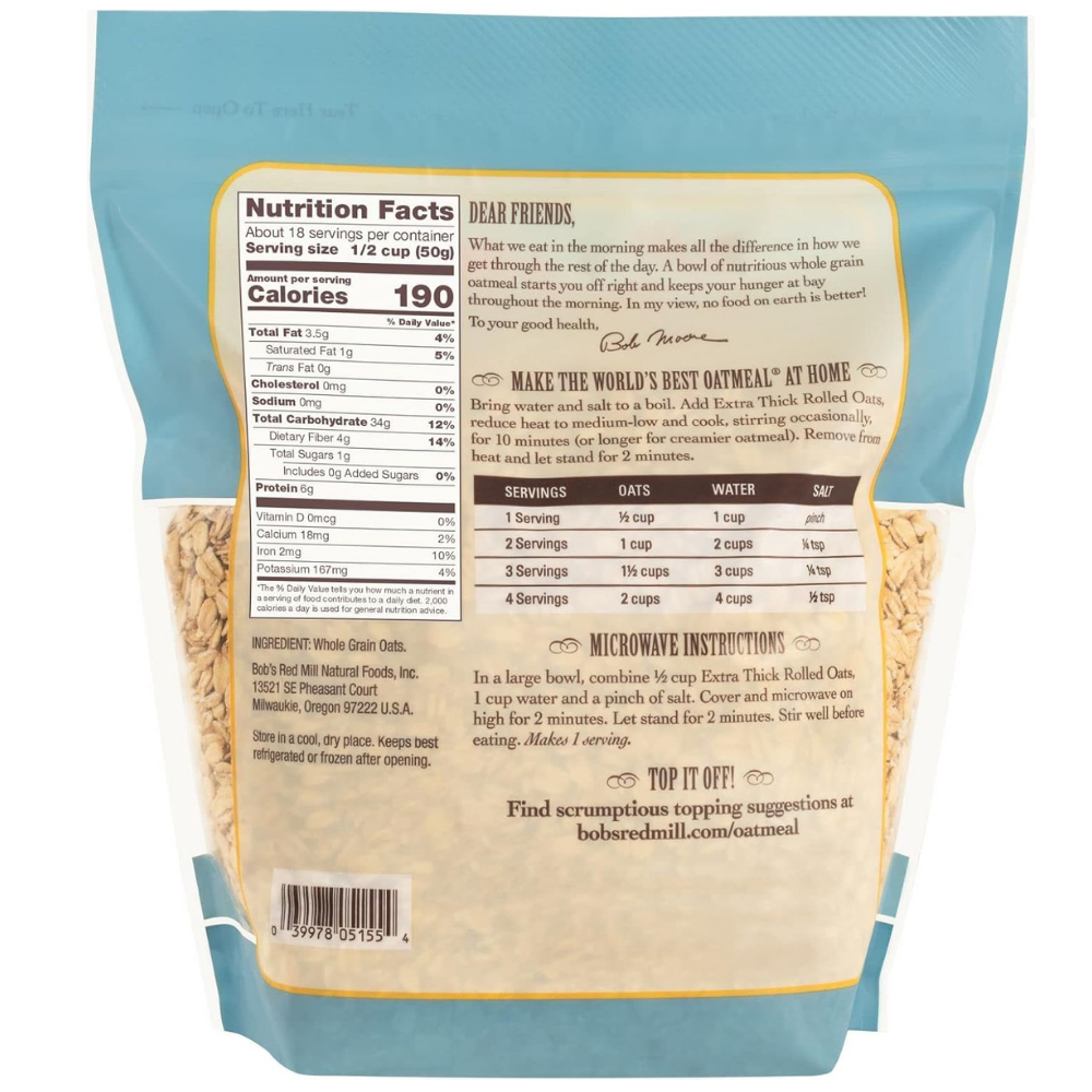 Bob's Red Mill Extra Thick Rolled Oats Whole Grain, 907 g