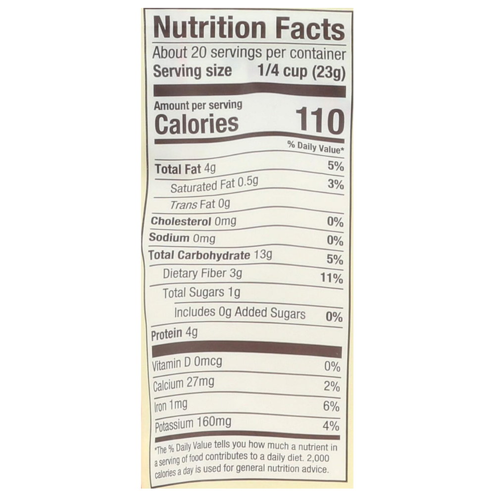 Nutrition facts label for Bobs Red Mill paleo flour - gluten free flour