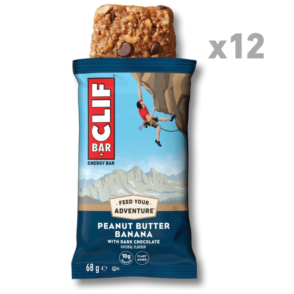 Clif bar energy bar in peanut butter banana and dark chocolate flavors - 68g package