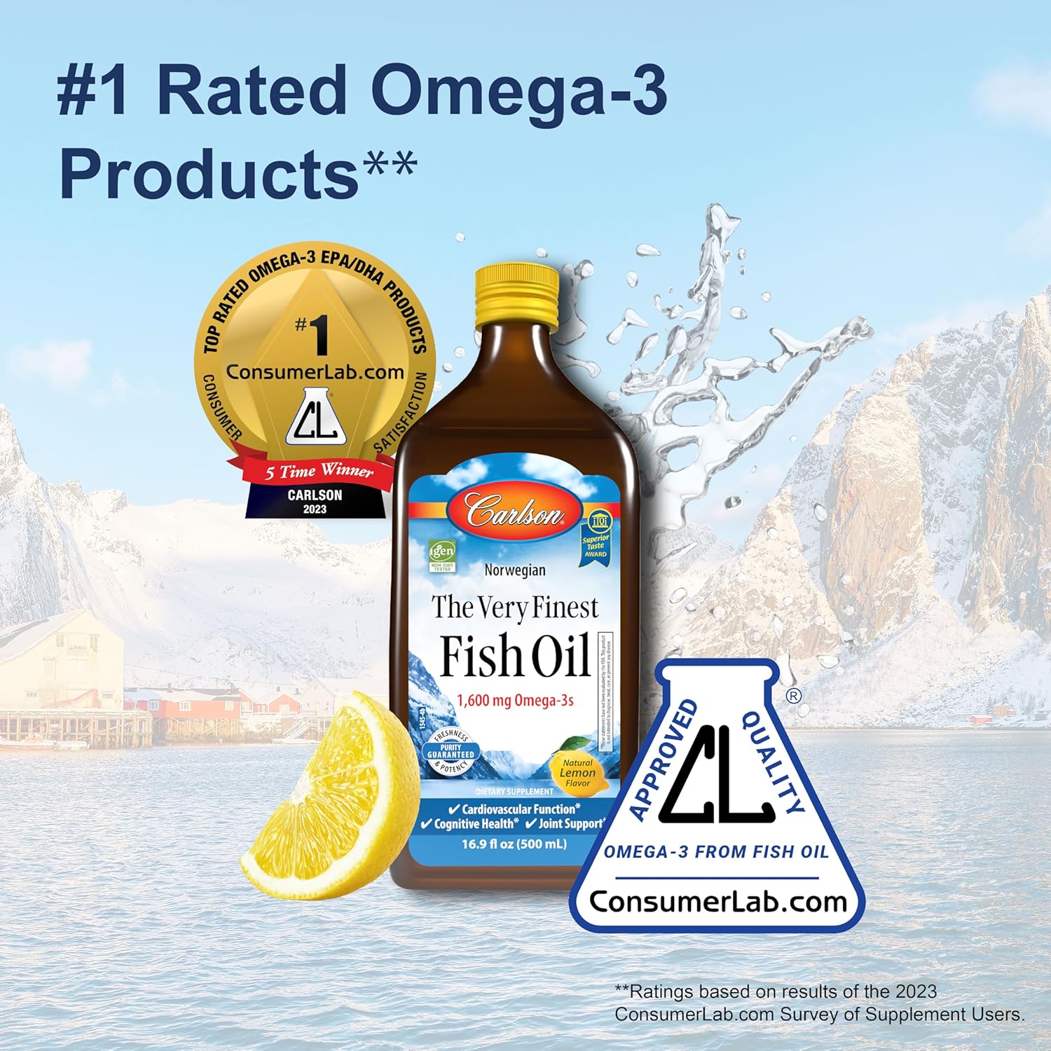 Carlson Norwegian the very finest fish oil is number 1 rated omega-3 product