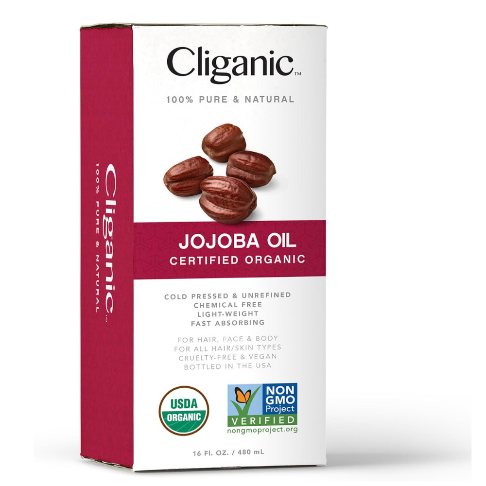 Cliganic jojoba oil packaging - 100% pure and natural hair oil 