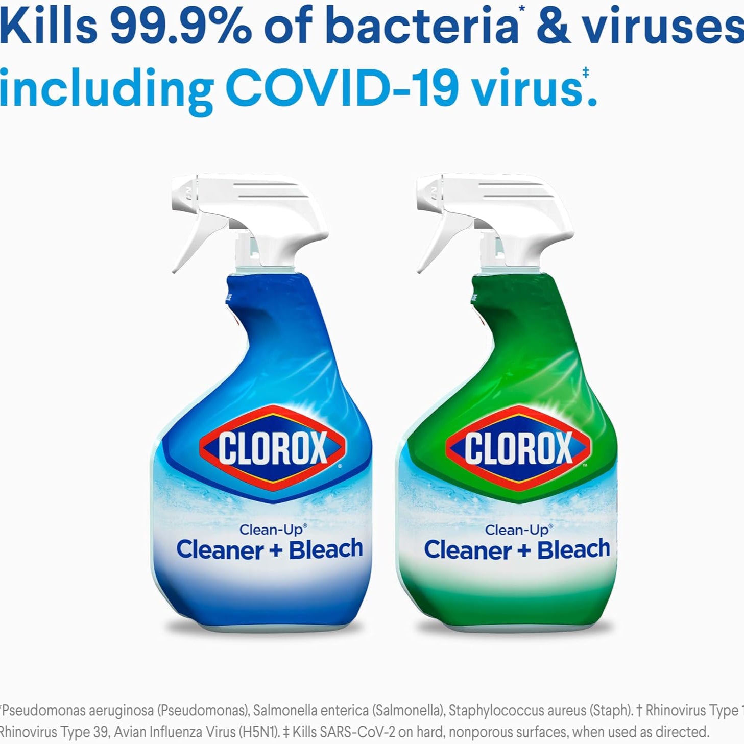 Clorox clean-up cleaner + bleach kills 99.9% of bacteria & viruses including the covid-19 virus - for cleaner homes. 