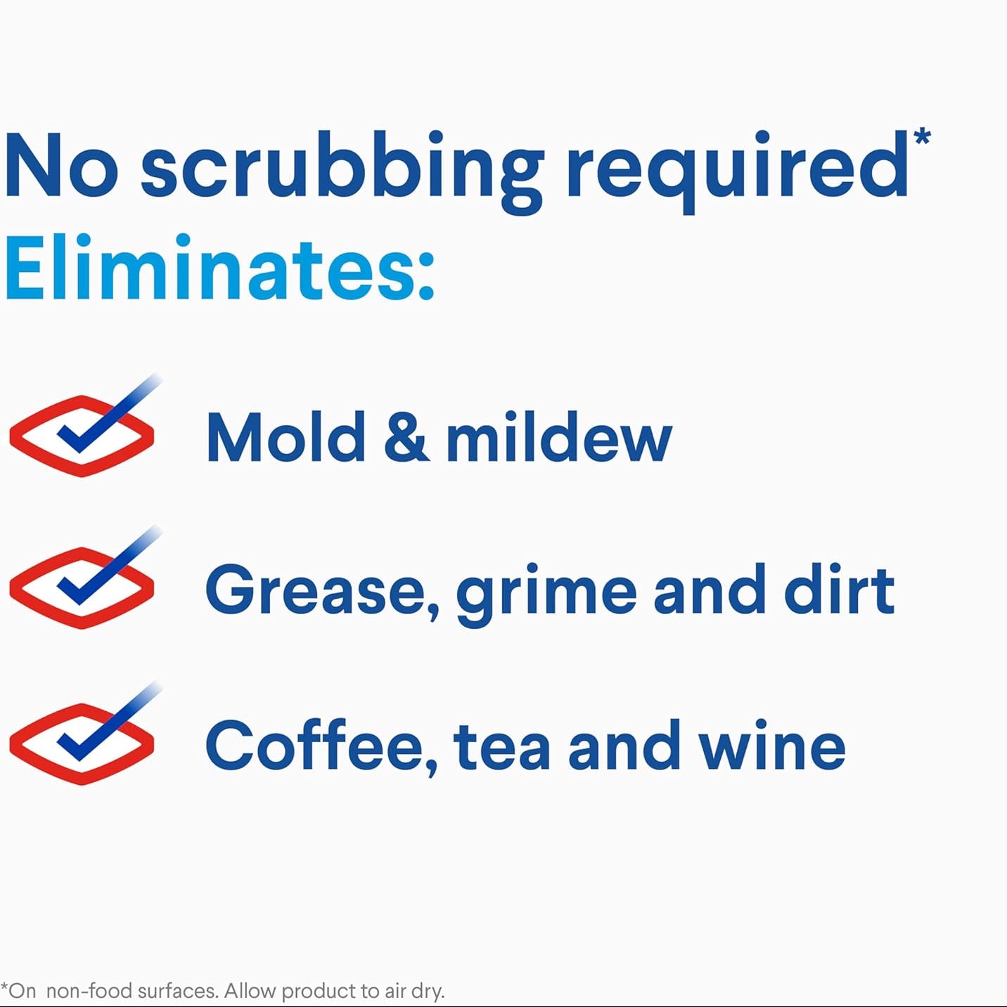 Clorox clean-up cleaner + bleach ensures no scrubbing is required eliminates mold & mildew, grease, grime and dirt as well as coffee, tea and wine. 