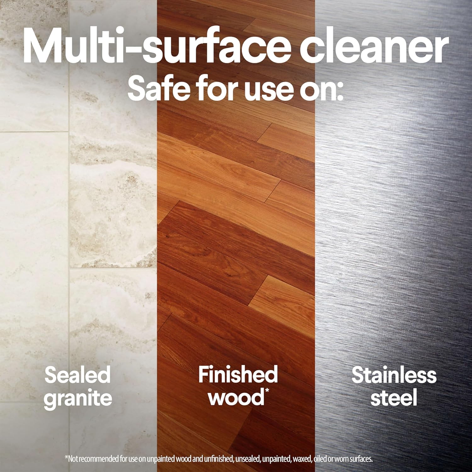 Clorox disinfectant wipes is a multi-surface cleaner - safe for use on sealed granite, finished wood and stainless steel. 