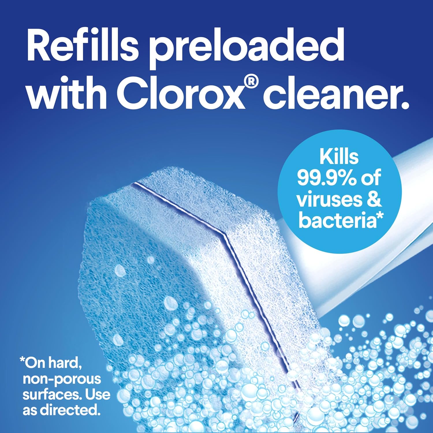 Clorox toilet wand, toilet cleaning refills preloaded with Clorox cleaner - kills 99.9% of viruses & bacteria