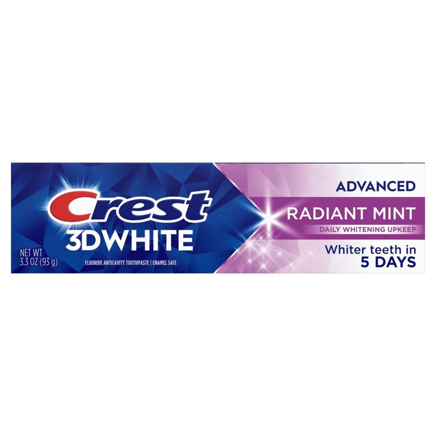 Crest 3D white advanced radiant white toothpaste for daily whitening upkeep - whiter teeth in 5 days. 