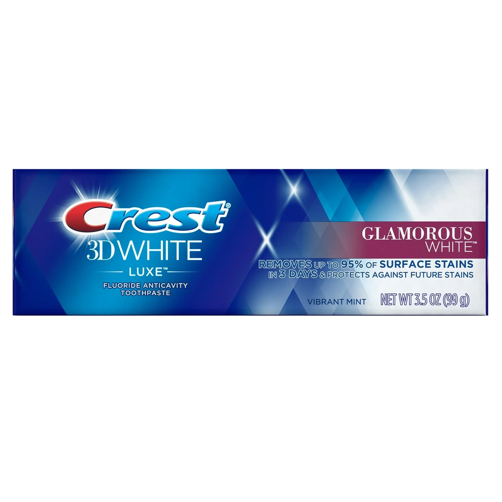 Crest 3D White Luxe Glamorous White fluoride anti cavity toothpaste - removes up to 95% of surface stains in 3 days