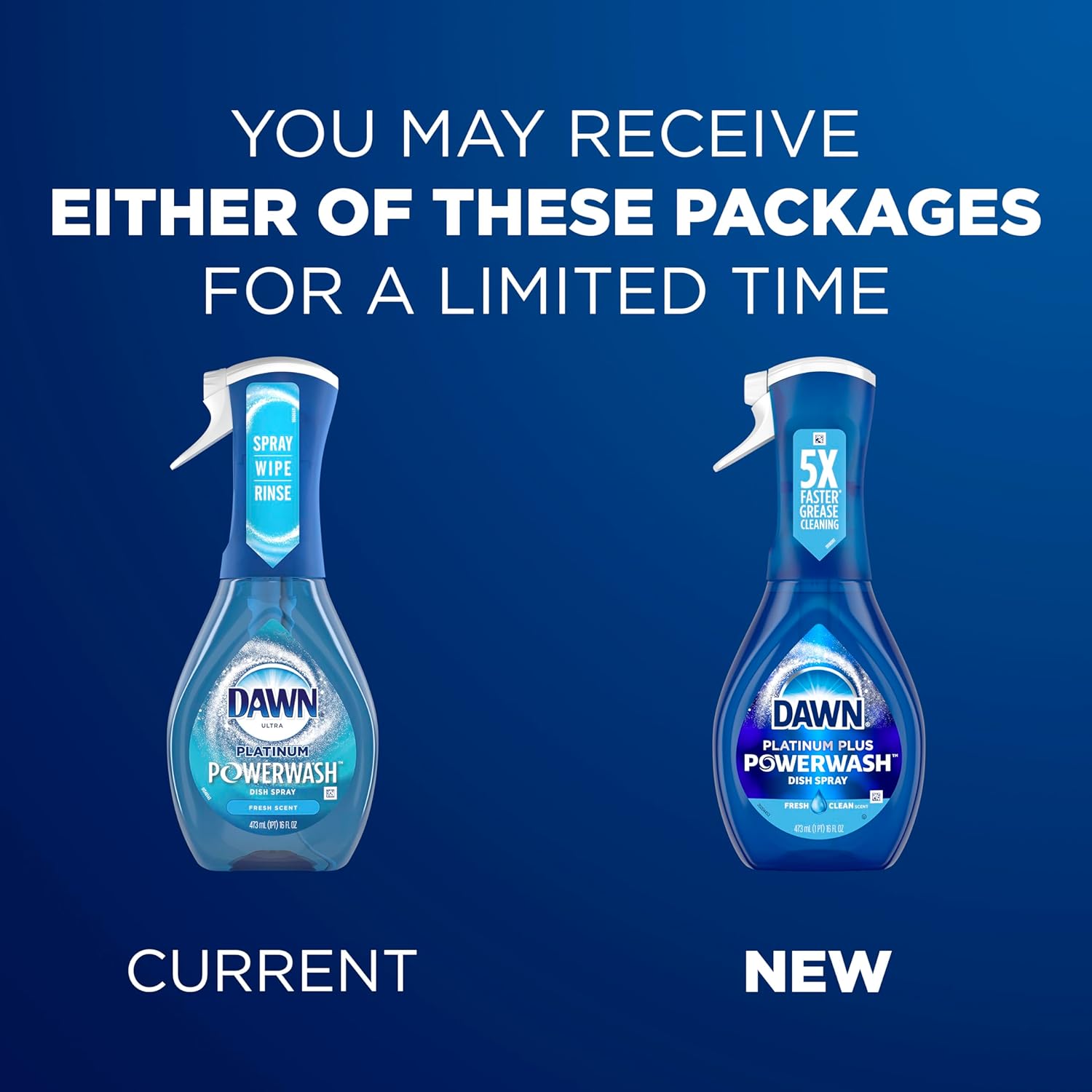 New packaging for Dawn platinum power wash dish spray 