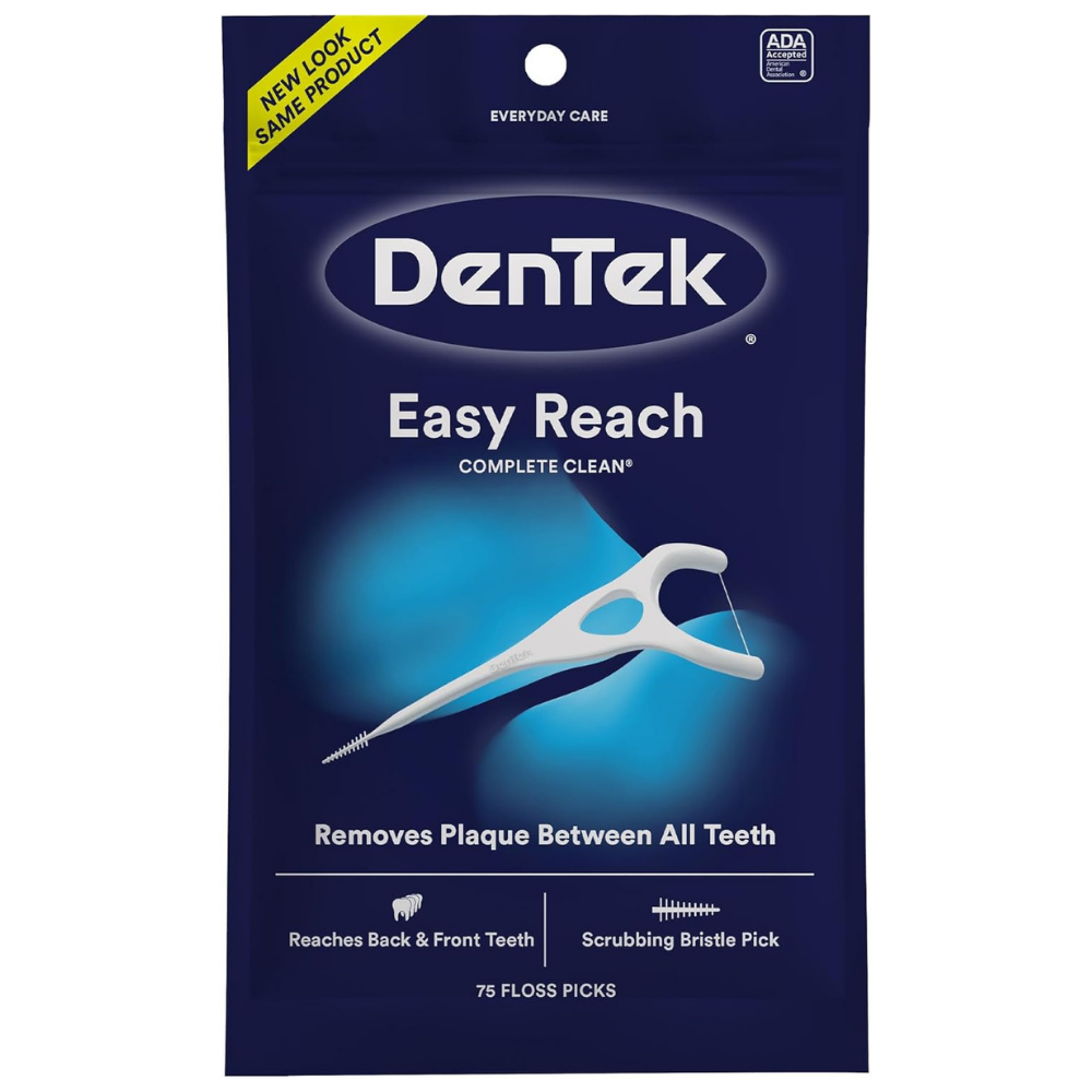Dentek easy reach dental floss to remove plaque between all teeth