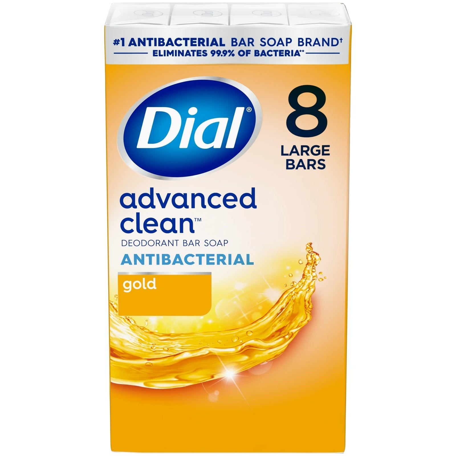 Dial advanced clean antibacterial deodorant gold bar soap - pack of 8