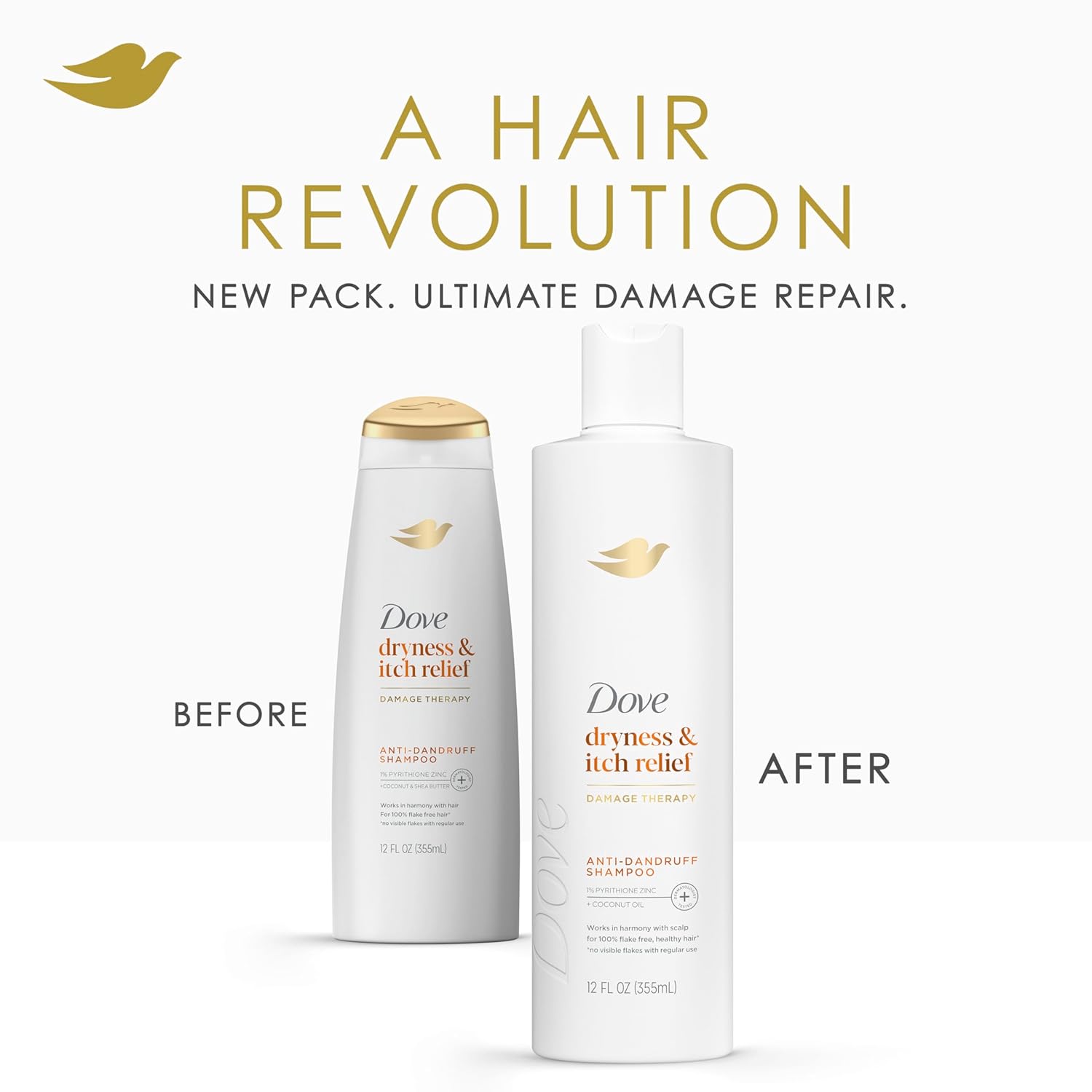 New pack for the dove shampoo - a hair revolution for ultimate damage repair.