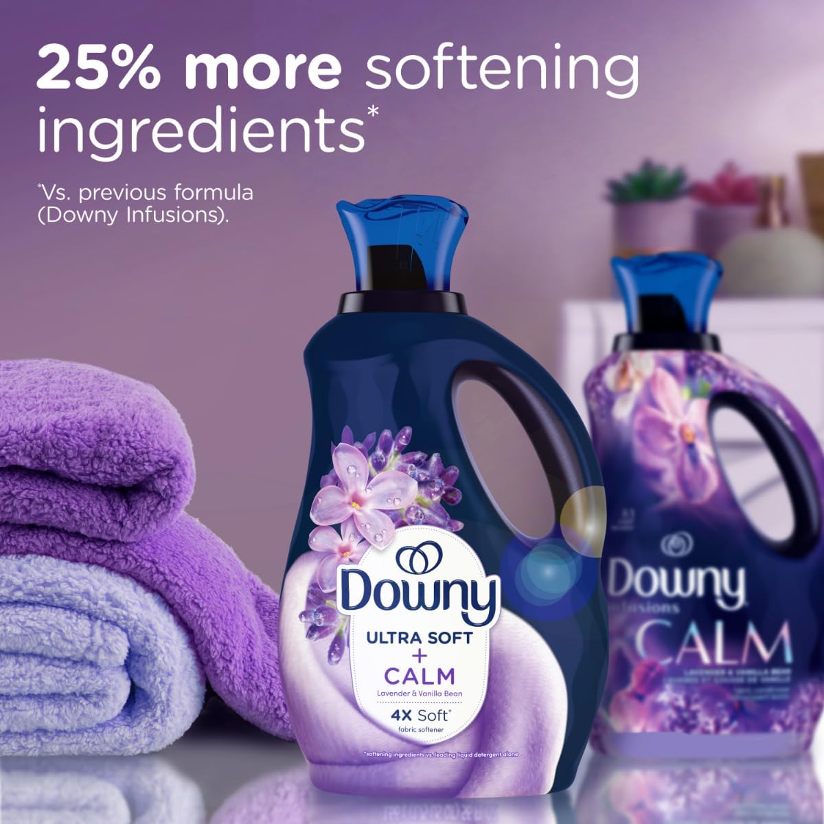 Downy infusions Ultra soft + calm fabric conditioner - has 25% more softening ingredients
