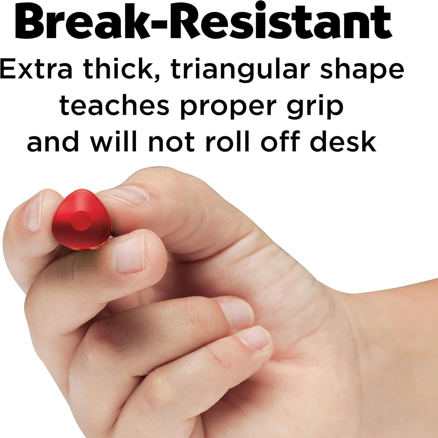 Break resistant crayon with triangle shape for grip