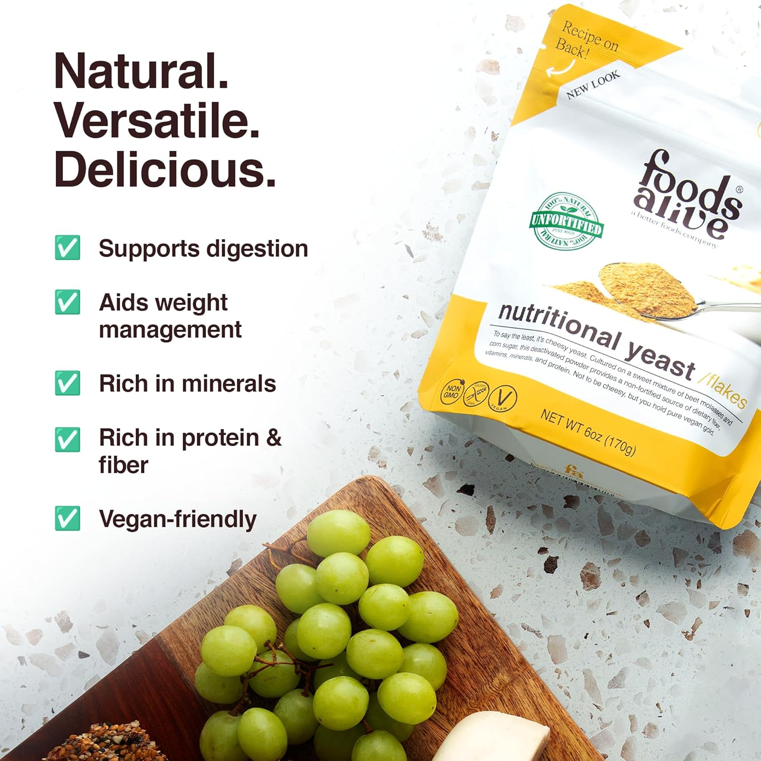 Foods Alive vegan nutritional yeast supports digestion, aids weight management and rich in protein, fiber and minerals.