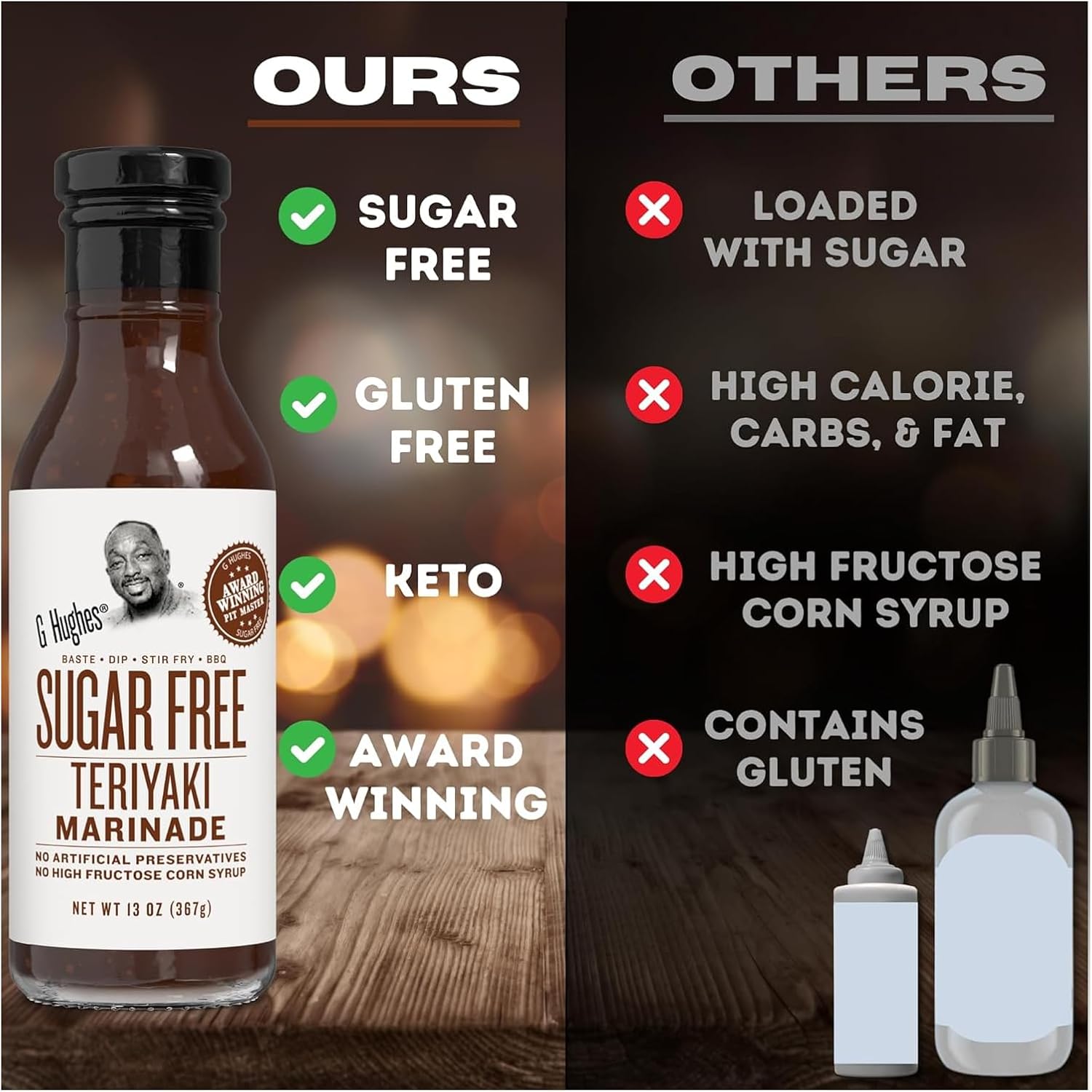 G Hughes sugar free teriyaki marinade is sugar free, gluten free, keto friendly and award winning 