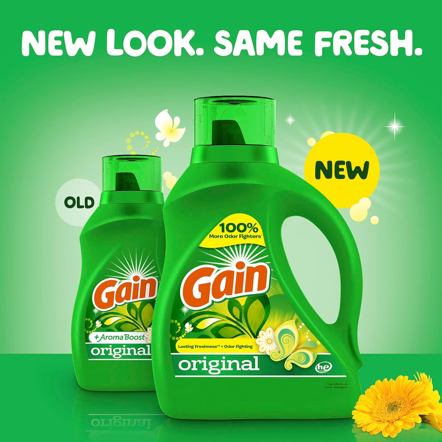 New look for the same bottle of Gain laundry detergent