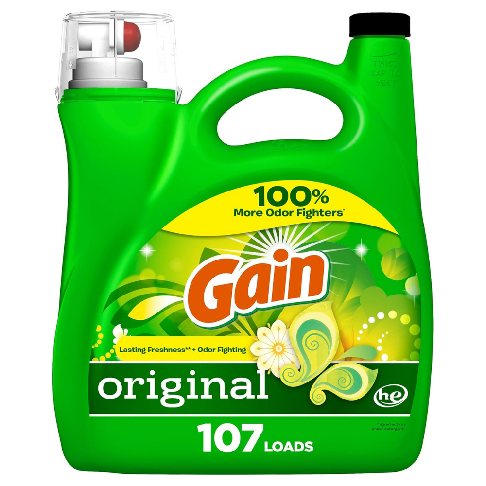 Green Gain laundry detergent bottle in original scent - odor fighter