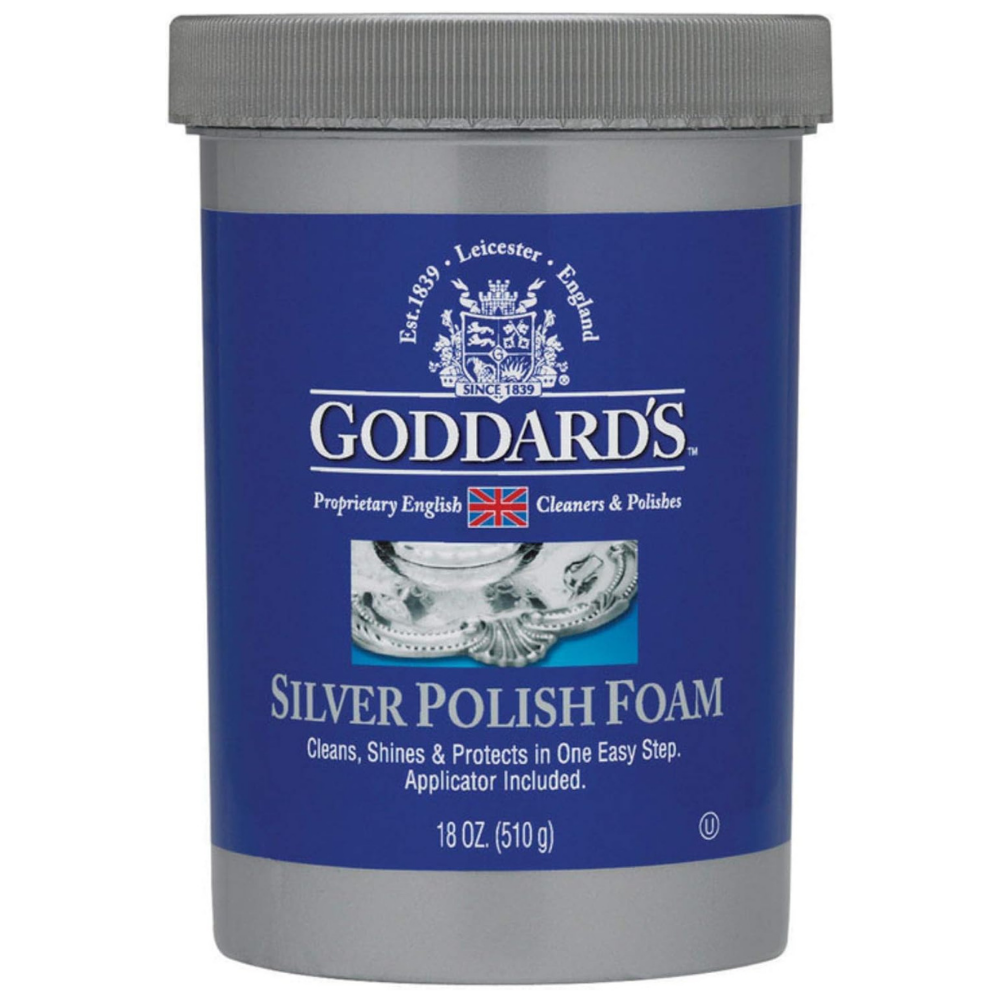 Goddard's silver polish foam container with applicator to keep silver shining and clean. 