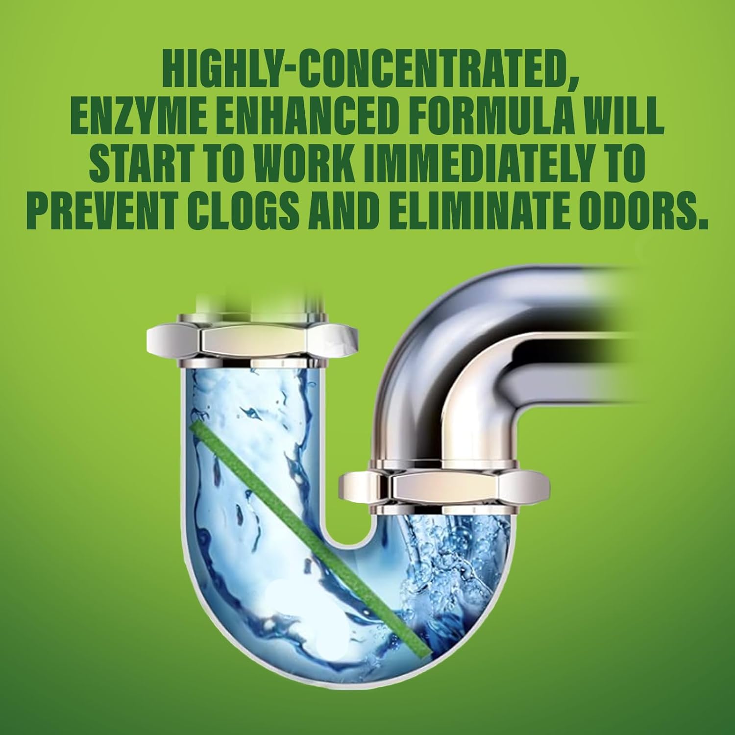 Green gobbler drain sticks with highly concentrated enzyme formula to work immediately to prevent clogs and eliminates odors. 