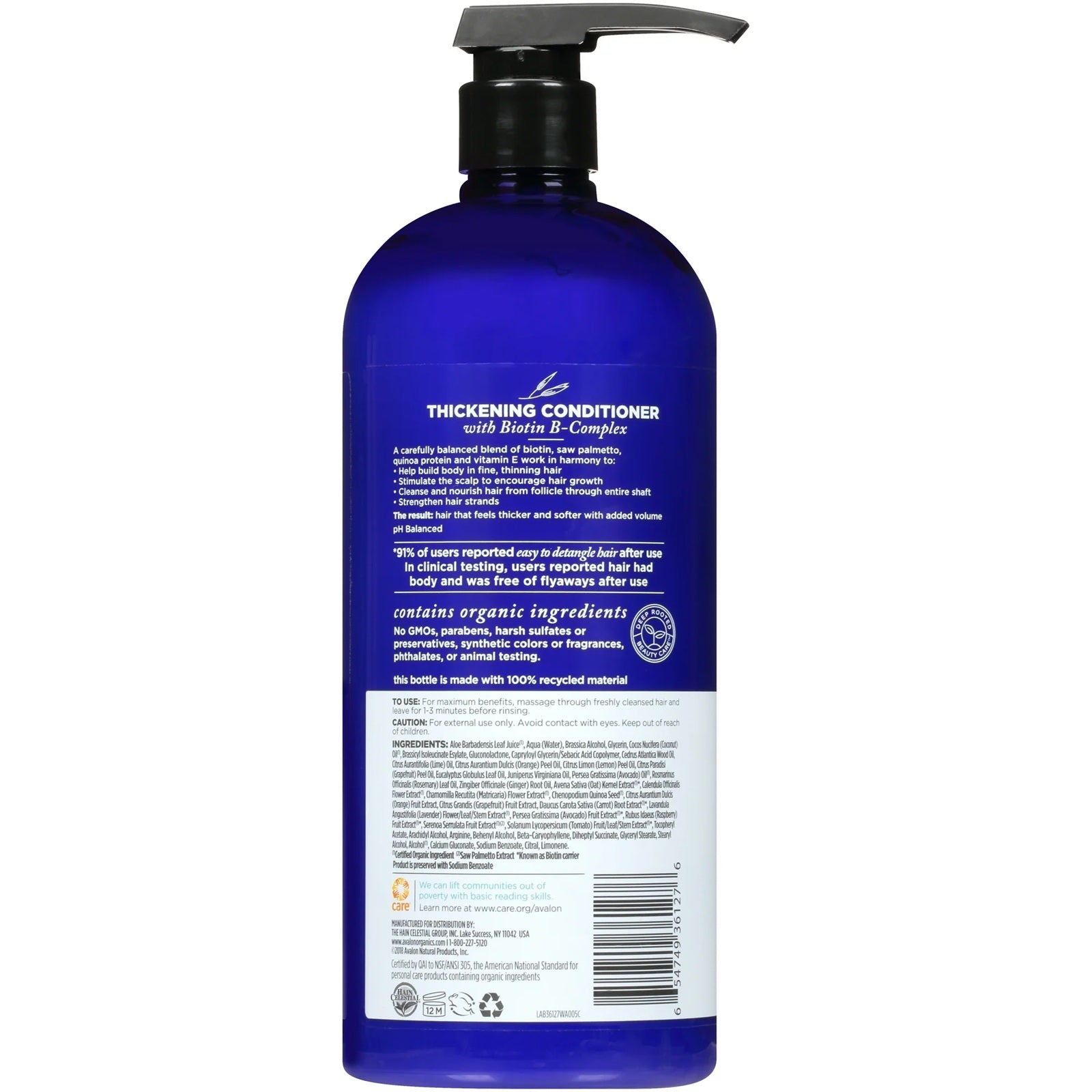 Avalon Organics Biotin B-Complex Thickening Conditioner | 32 Oz