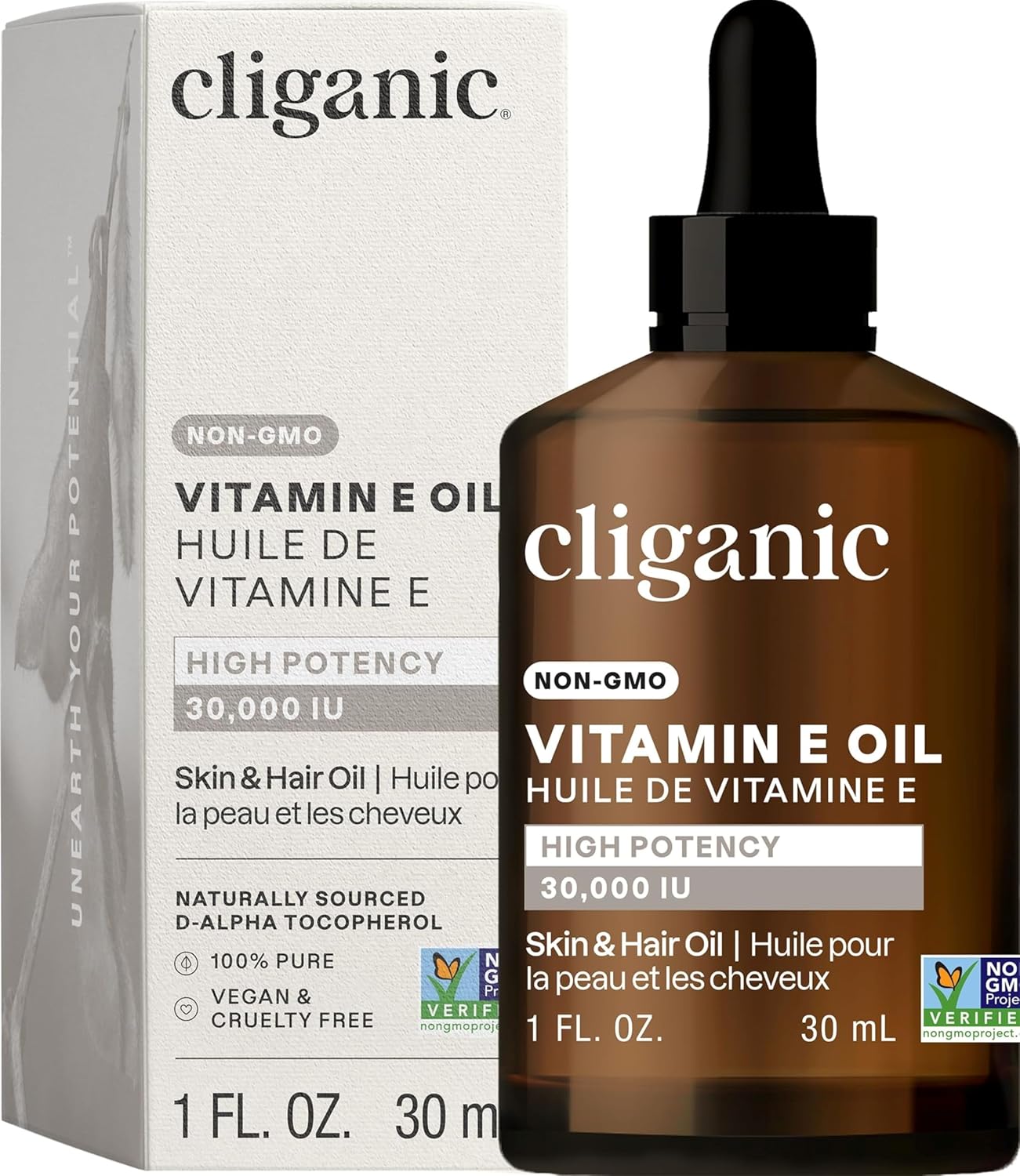 Cliganic 100% Pure Vitamin E Oil | 1 Oz