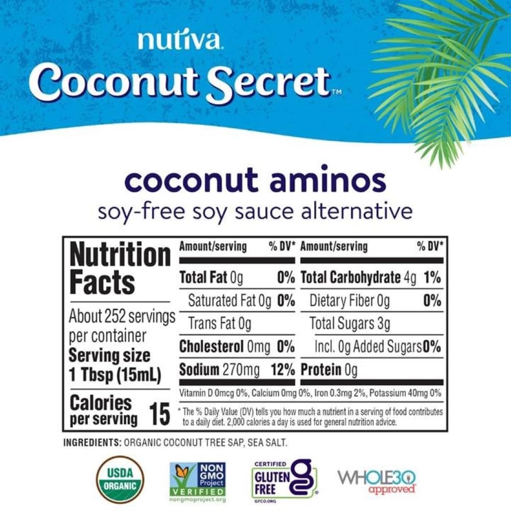 Coconut Secret Coconut Aminos Soy-Free Seasoning Sauce | 8 Oz (237 ml)