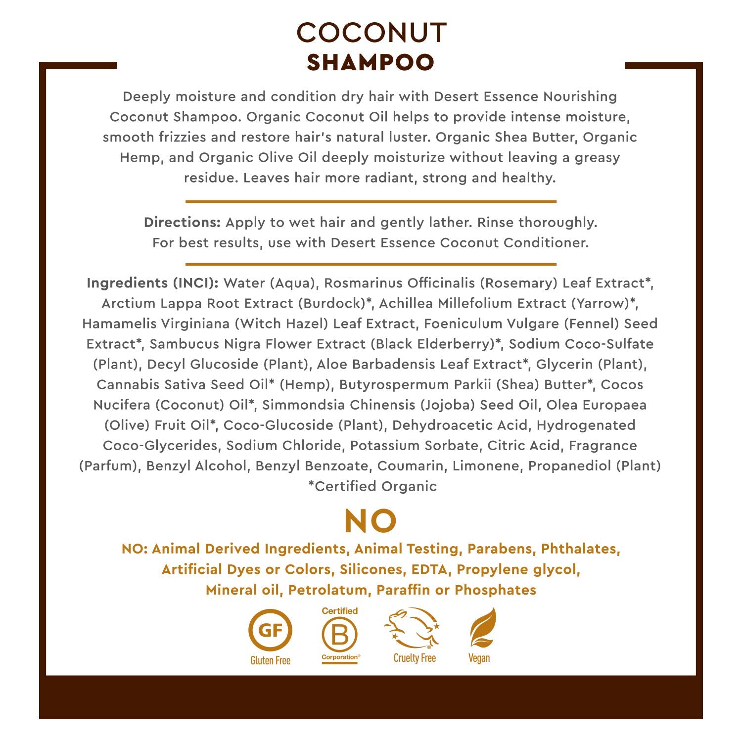 Desert Essence Coconut Shampoo & Conditioner | 8 Oz