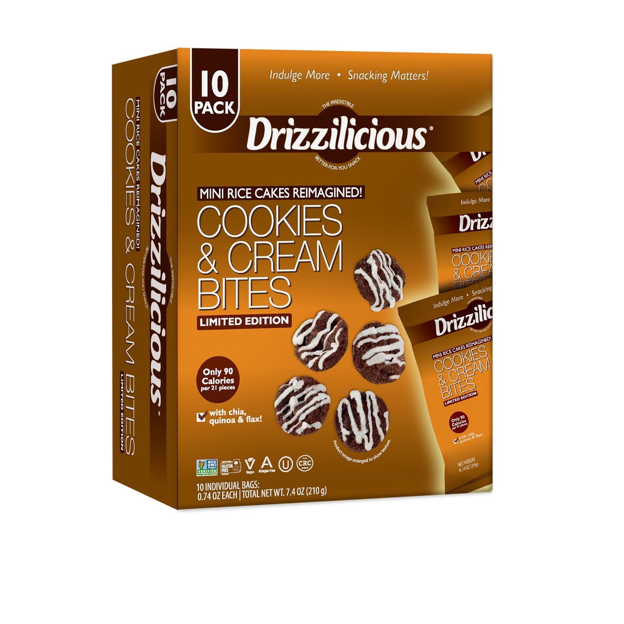 Drizzilicious Cookies & Cream Bites, 210g (10 pack)
