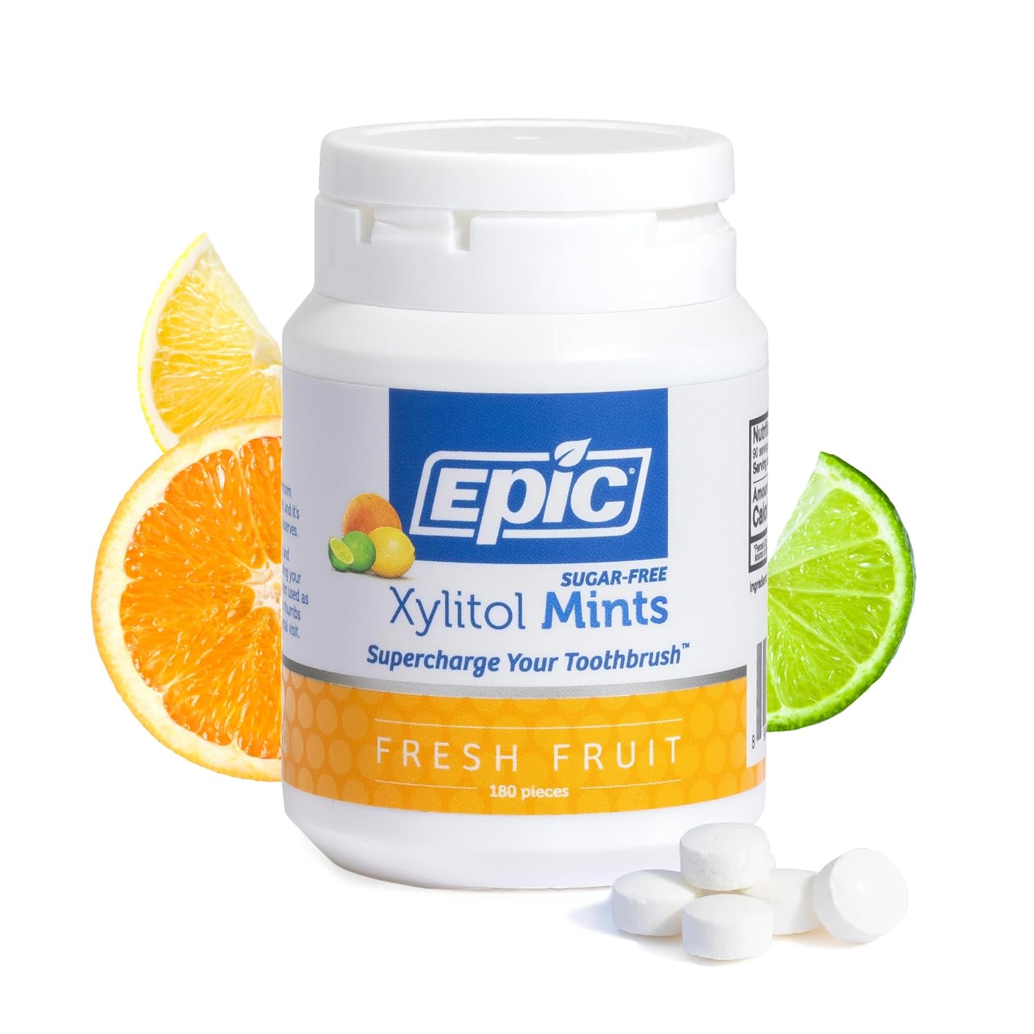 Epic Dental 100% Xylitol Sweetened Breath Mints | Fresh Fruit | 180 Count
