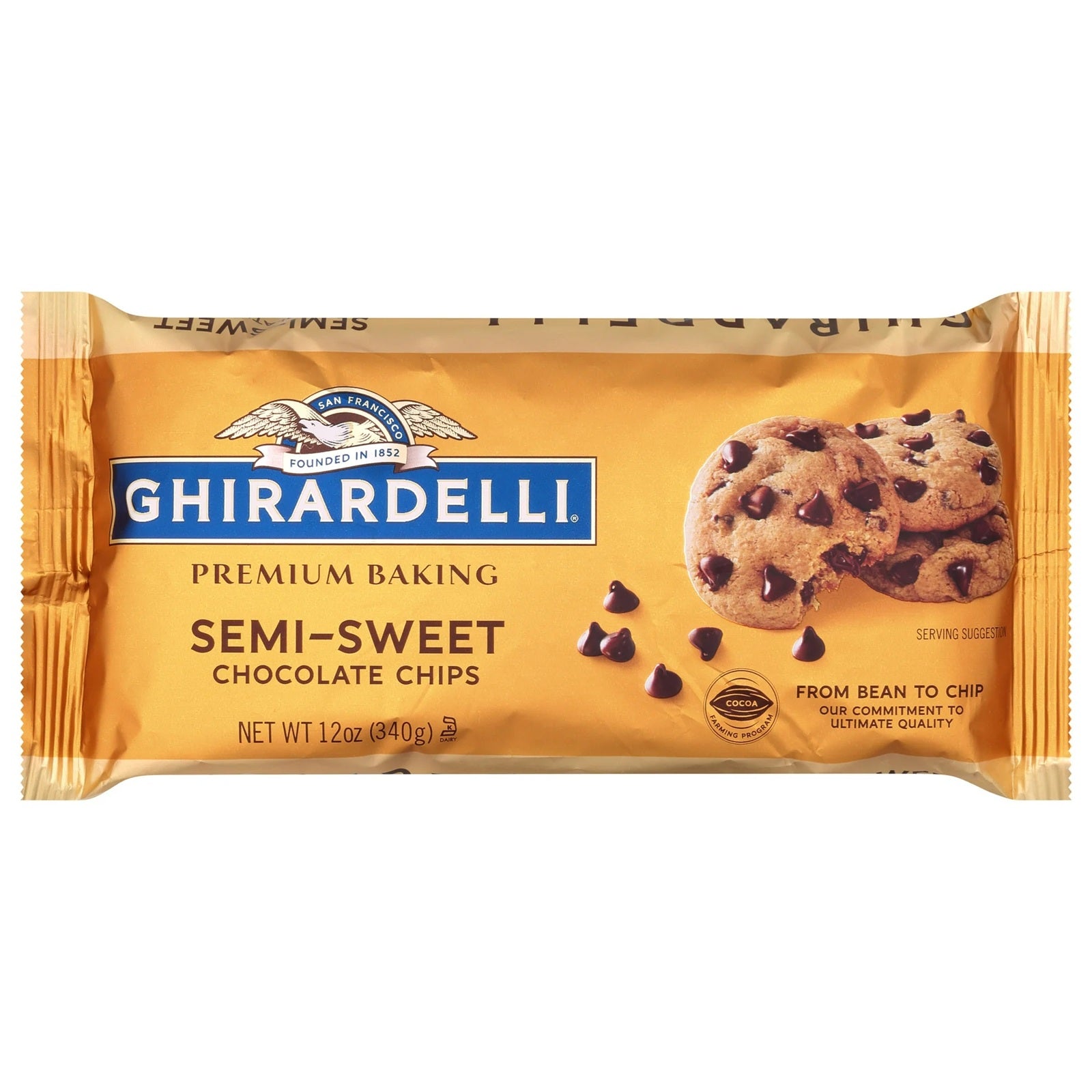 Ghirardelli Premium Baking Chips | Semi-Sweet Chocolate | 12 Oz (340 g)