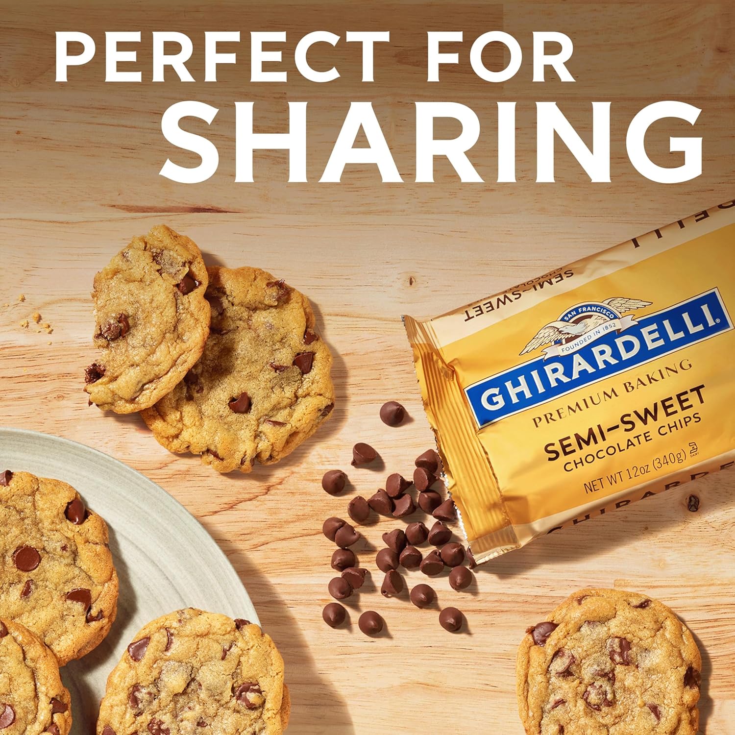 Ghirardelli Premium Baking Chips | Semi-Sweet Chocolate | 12 Oz (340 g)