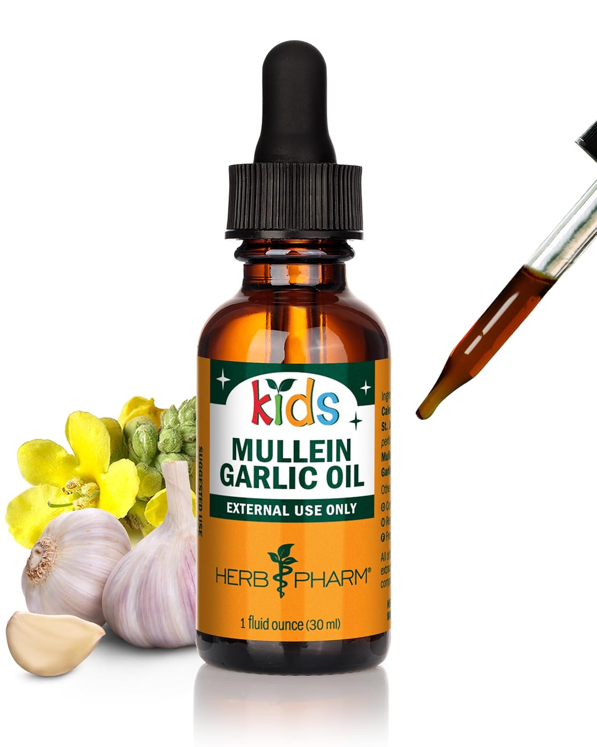 Herb Pharm Kids Mullein and Garlic Oil, 1 Ounce