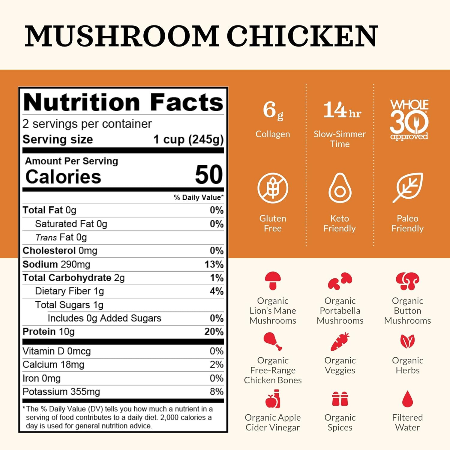 Kettle & Fire Bone Broth Mushroom Chicken - 16.2 fl. oz.