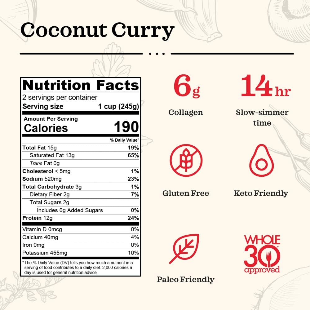 KETTLE & FIRE Coconut Curry Chicken Bone Broth | 16.9 Oz