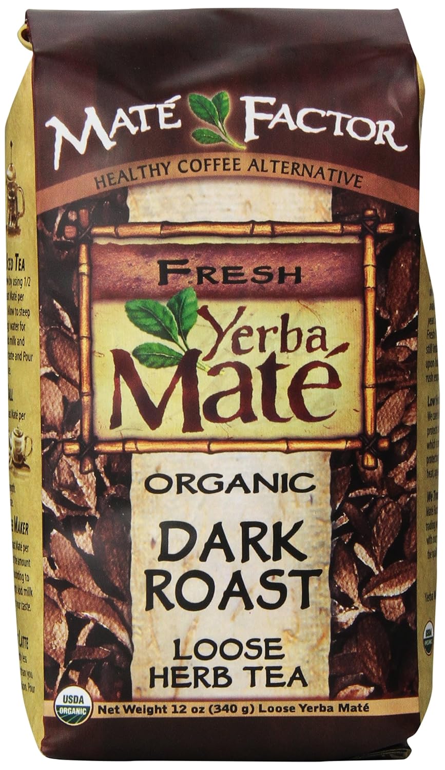 The Mate Factor Yerba Mate Energizing Mate & Grain Beverage | Dark Roast | 12 Oz