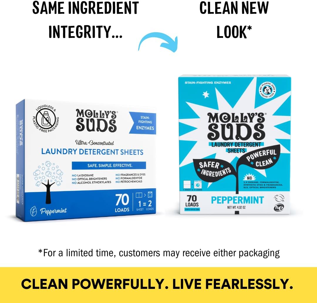 Molly’s Suds Laundry Detergent Sheets | Peppermint | 70 Loads