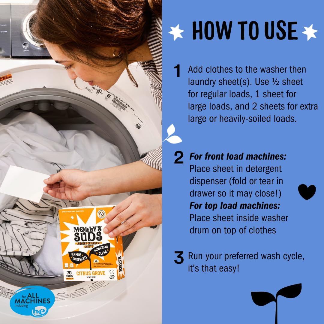 Molly’s Suds Laundry Detergent Sheets | Peppermint | 70 Loads