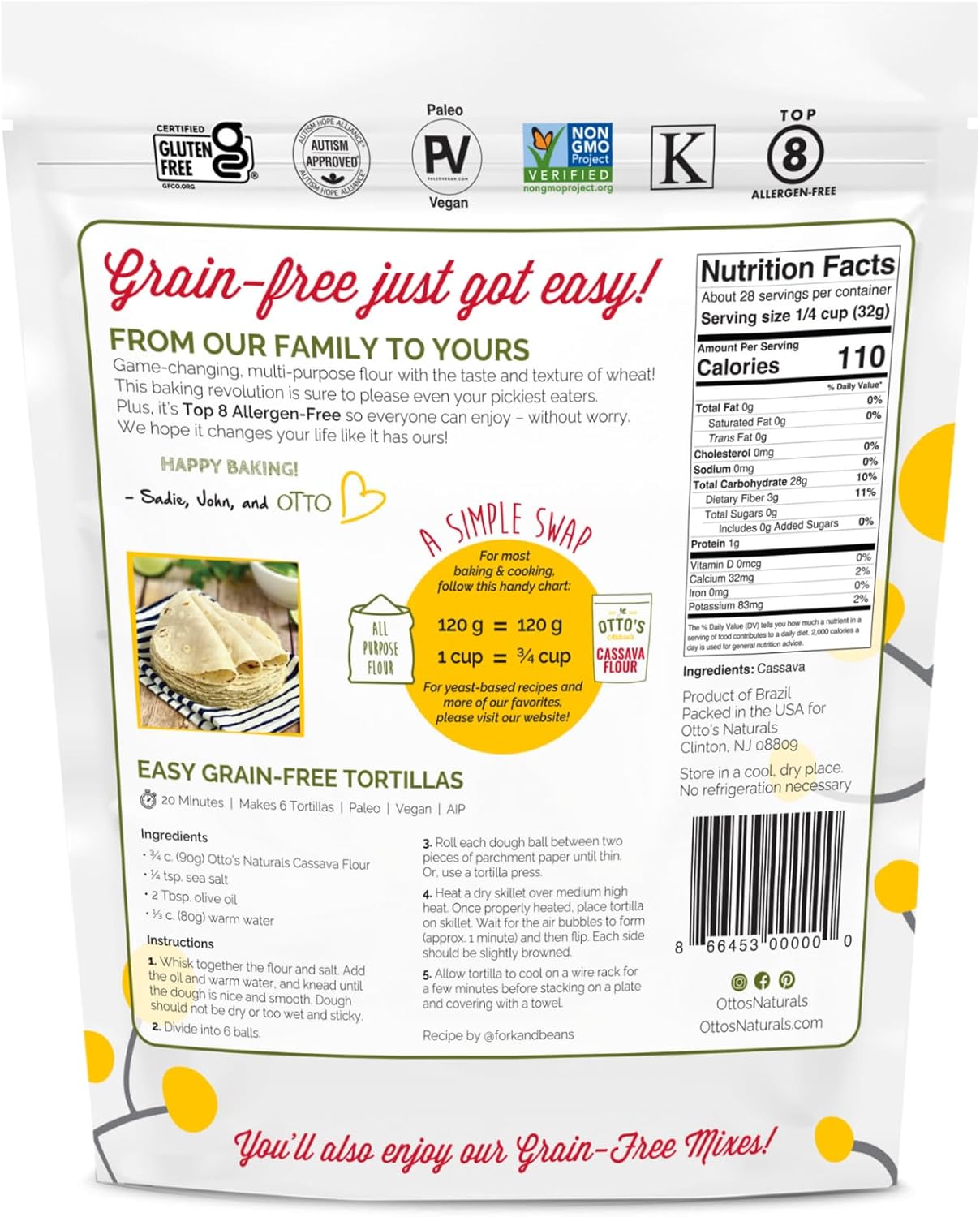 Otto's Naturals Multi Purpose Cassava Flour | 2 Pound