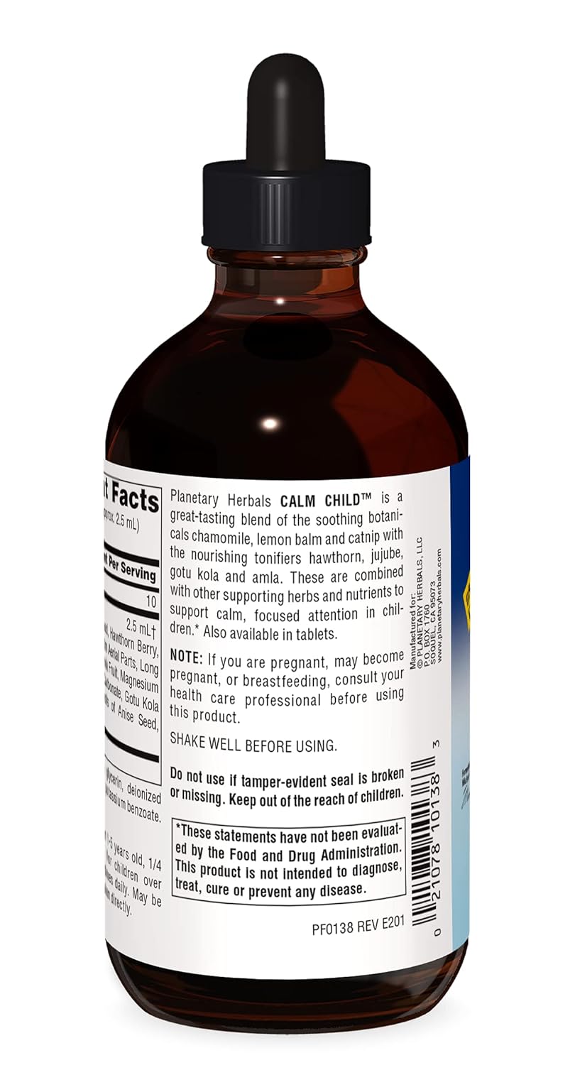 Planetary Herbals Calm Child Herbal Syrup - Includes Soothing Botanicals Chamomile, Lemon Balm, Catnip & More - 8oz