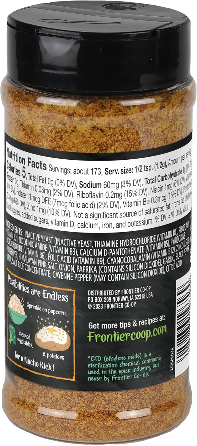 Frontier Natural Products, Premium Nutritional Yeast, Nacho Spice, 207g, 7.3 Ounce