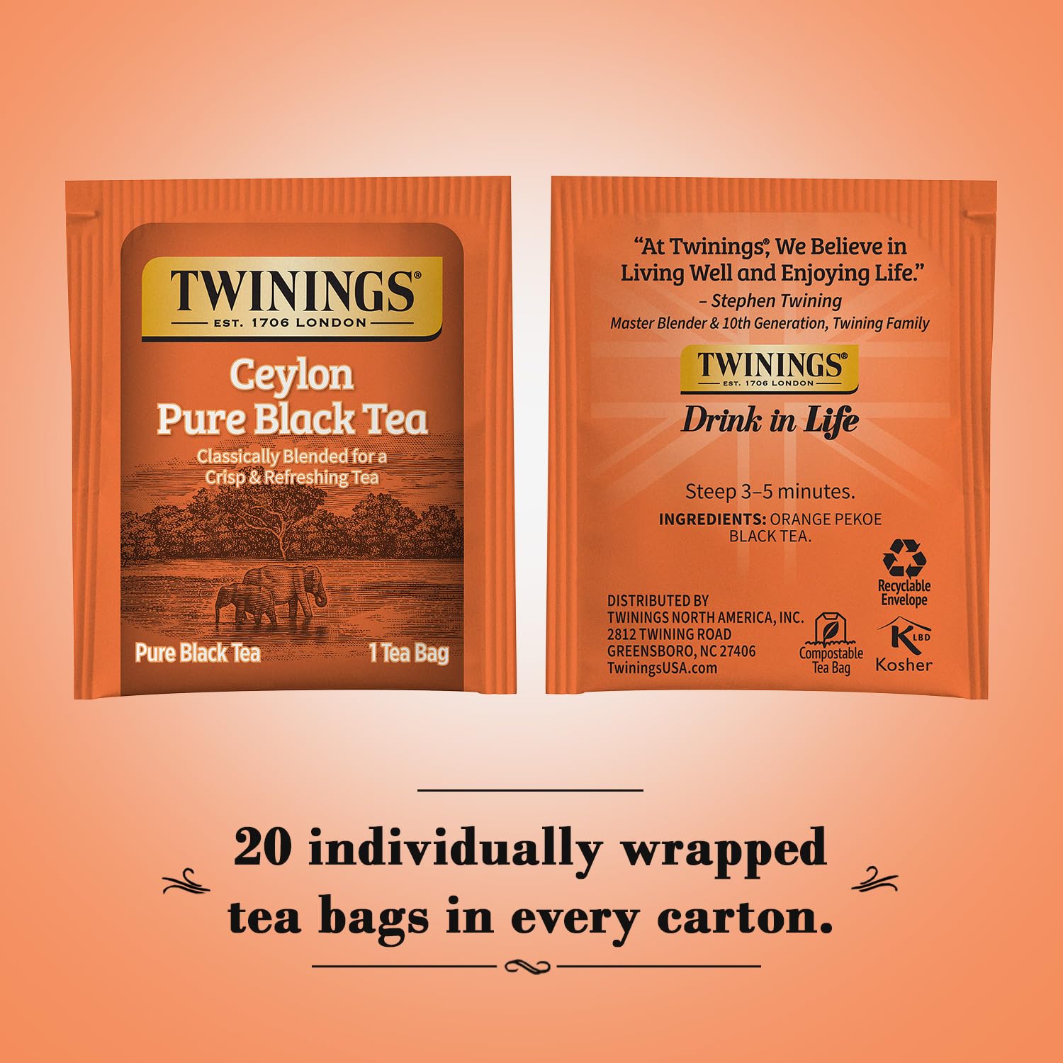 Twinings of London Ceylon Orange Pekoe Tea | 20 Teabags