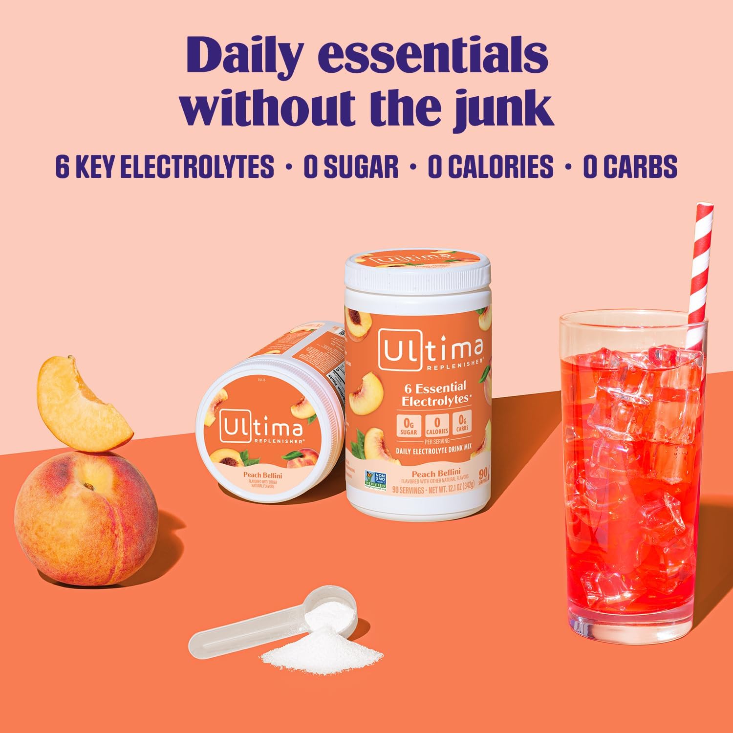 Ultima Replenisher Hydration Electrolyte Powder | Peach Bellini | 90 Servings
