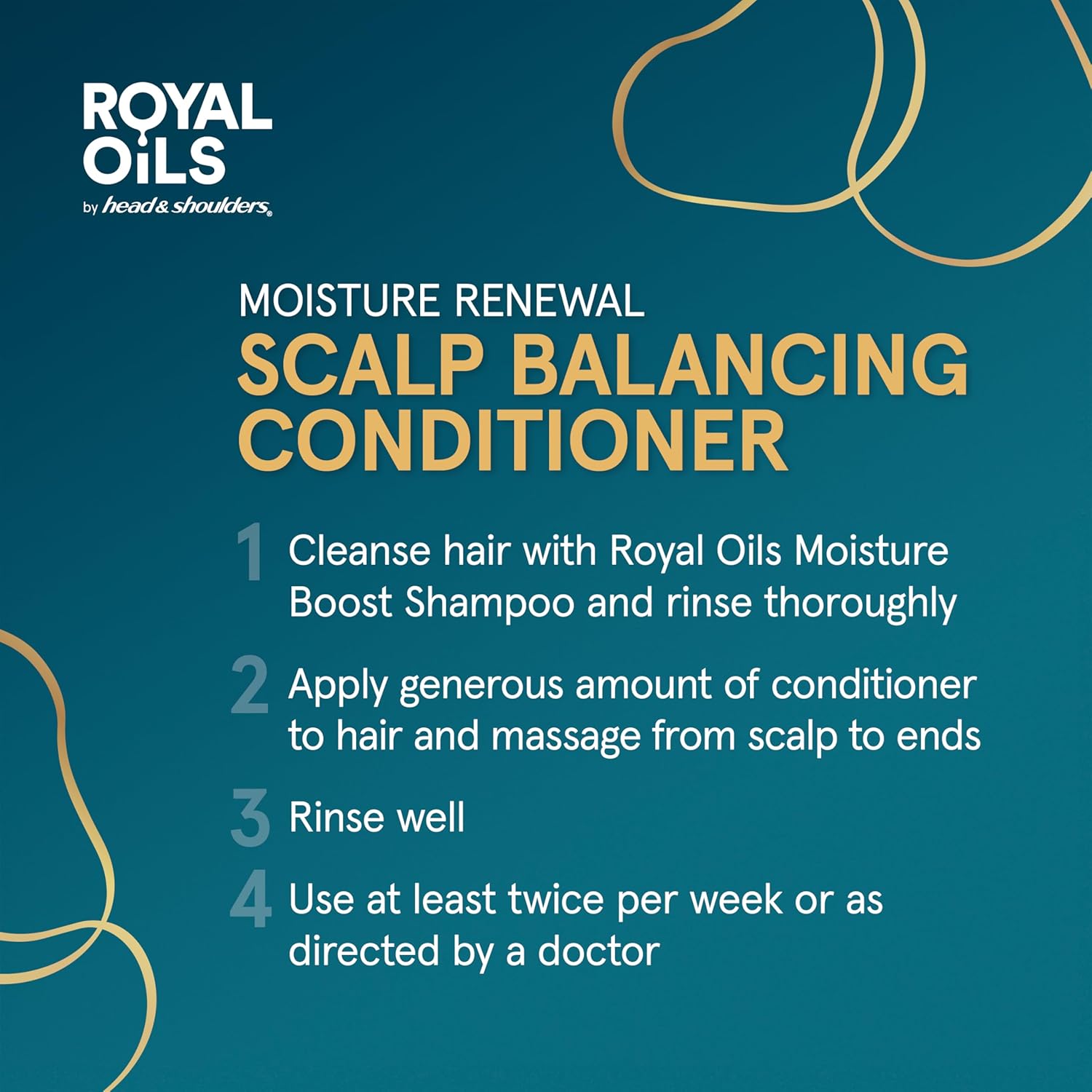 Royal Oils by Head & Shoulders moisture renewal scalp balancing conditioner directions. 