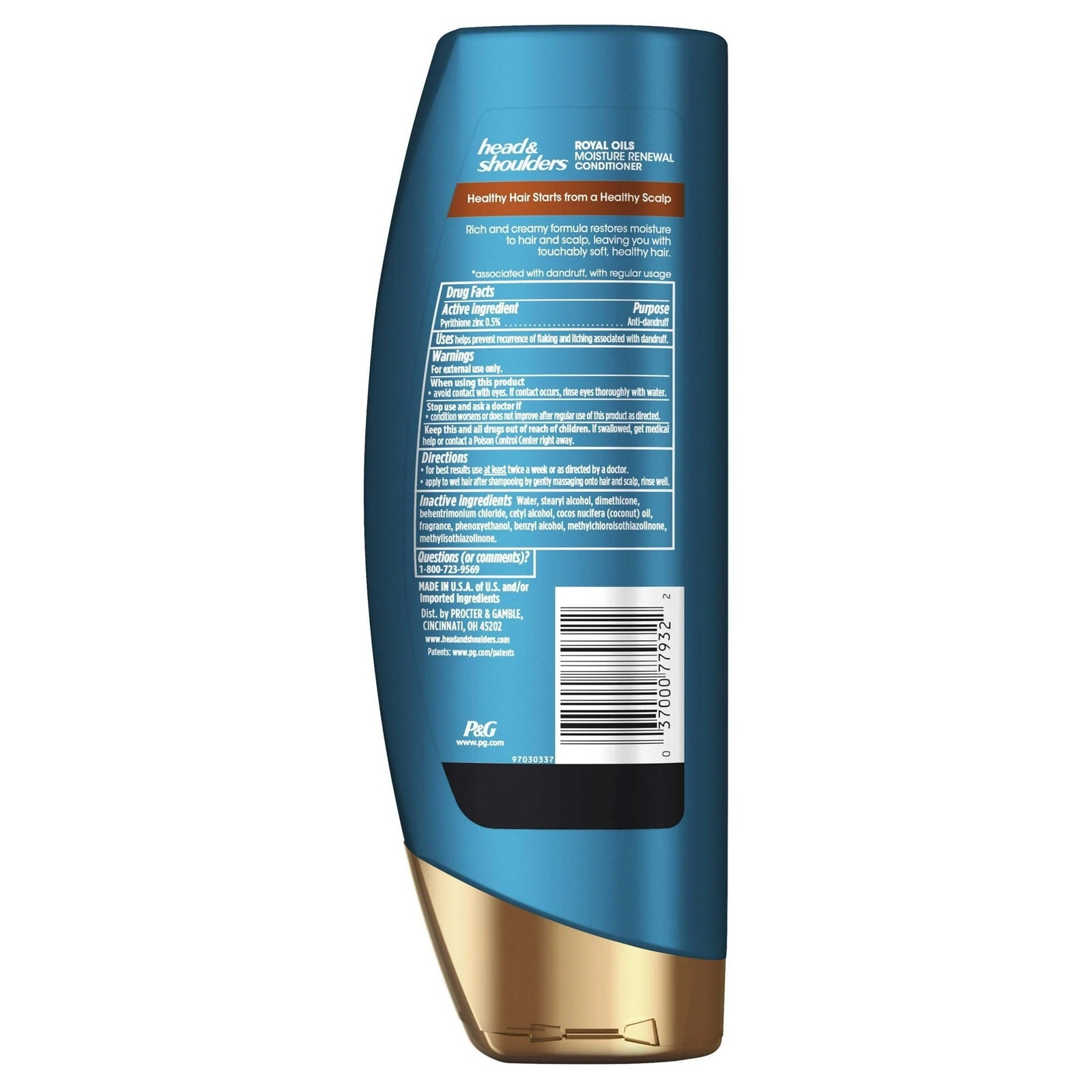 Royal Oils by head & shoulders moisture renewal conditioner contains Pyrithione Zinc for anti-dandruff purposes. 