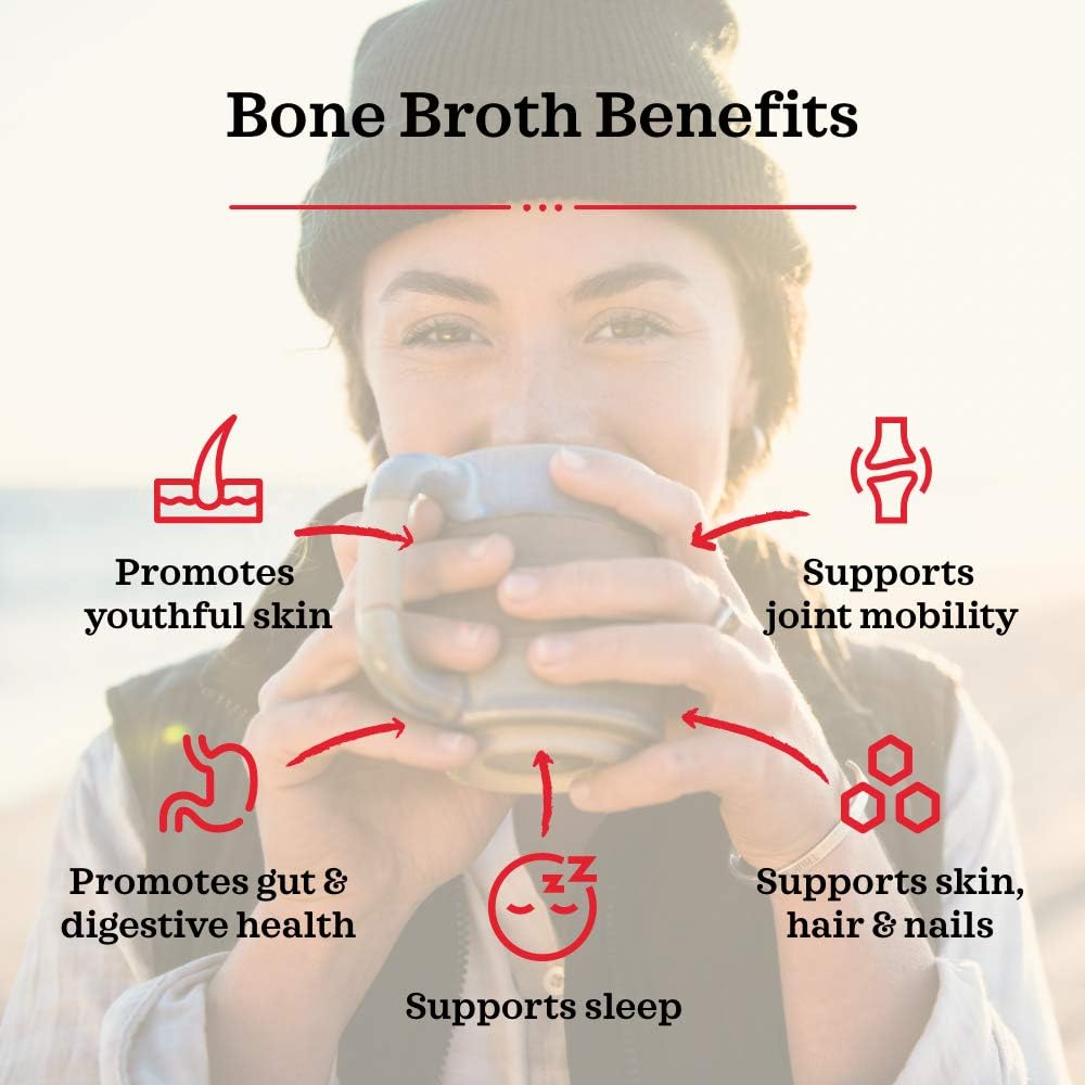 Kettle & Fire classic beef bone broth promotes youthful skin, gut & digestive health, supports sleep, skin, hair & nails