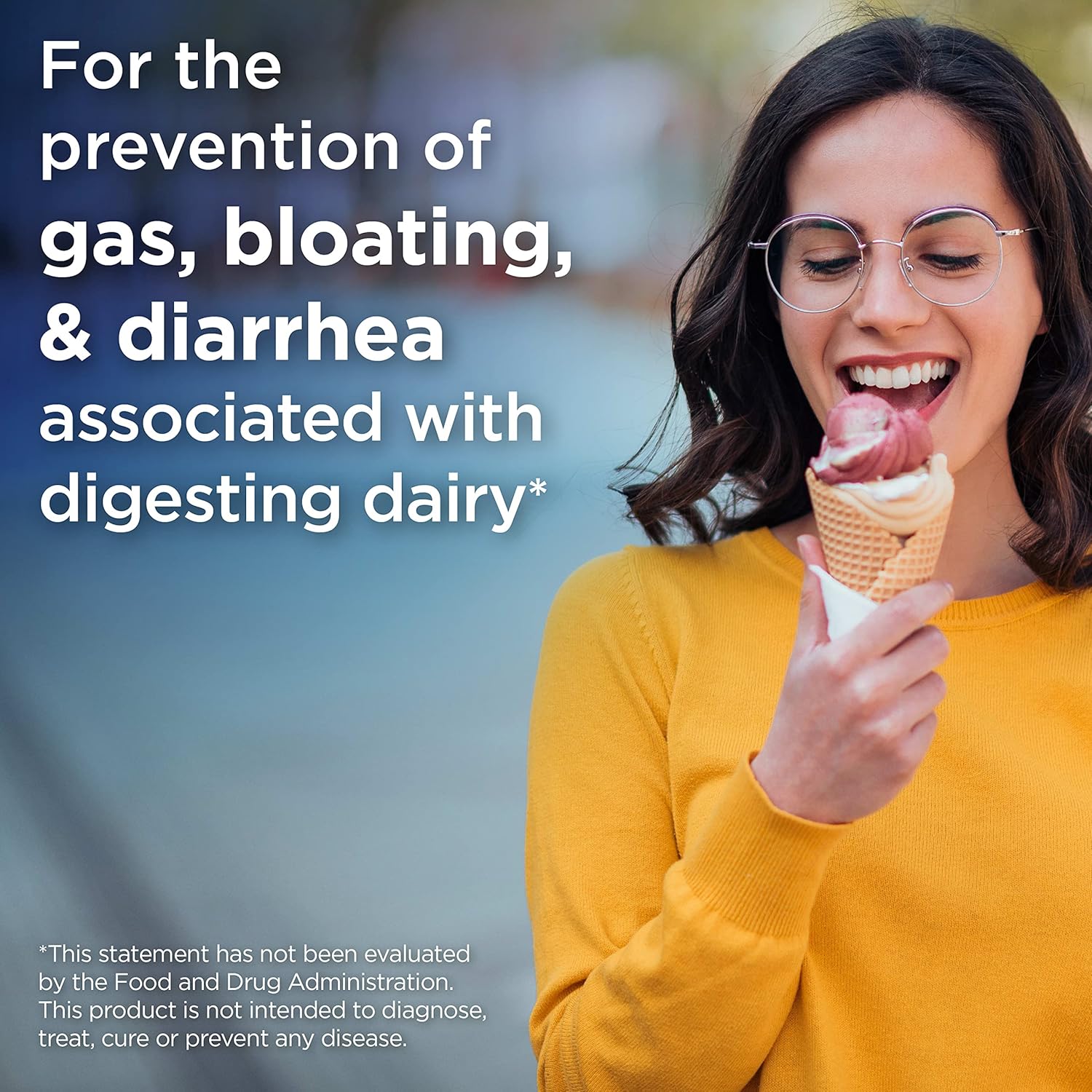 Lactaid lactase enzyme supplements for the prevention of gas, bloating & diarrhea associated with dairy 