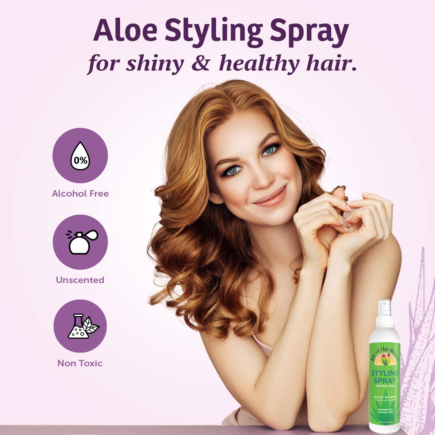 Lily of the desert aloe styling spray for shiny & healthy healthy hair - alcohol free, unscented and non-toxic 