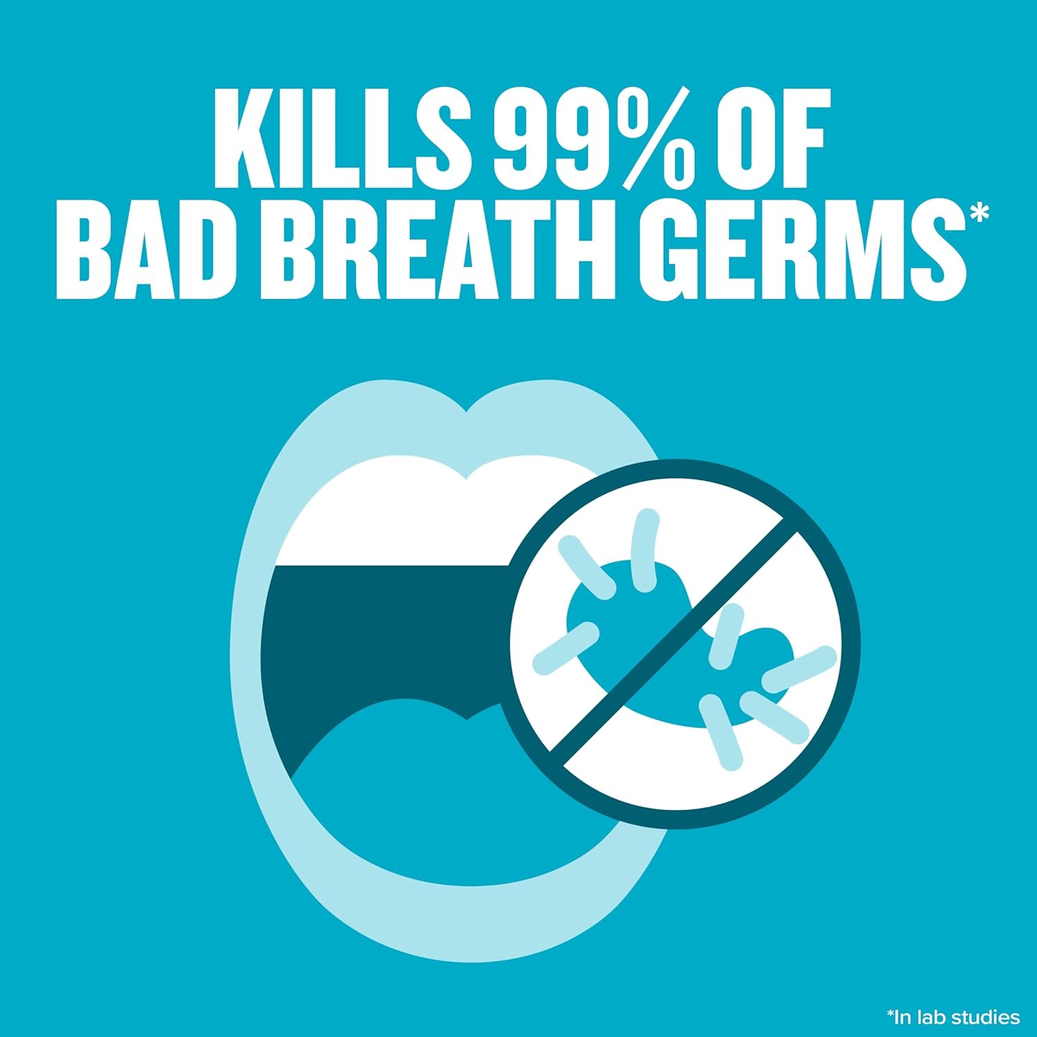 Listenine Pocketmist cool mint mist spray kills 99% of bad breath germs. 